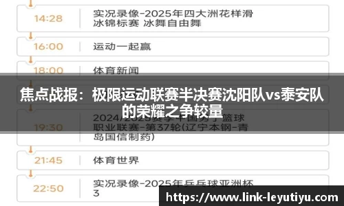 焦点战报：极限运动联赛半决赛沈阳队vs泰安队的荣耀之争较量